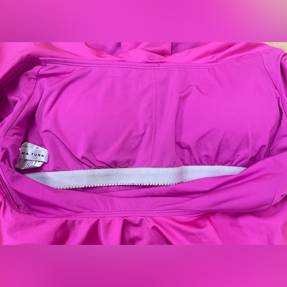 Trina Turk Women's Ruffle Off the Shoulder One Piece Swimsuit Hot Pink Size 8 - Picture 7 of 9